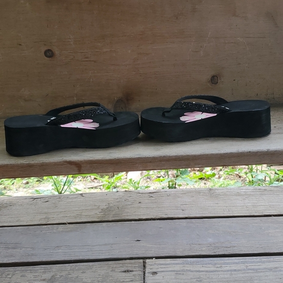 Black Sparkle Platform Sandals - Picture 2 of 5